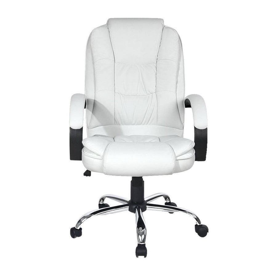 Artiss Executive Office Chair Leather Tilt White, image 3