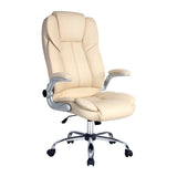 Artiss Executive Office Chair Leather Tilt Beige - Low Angle