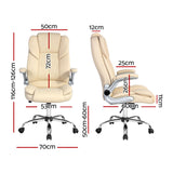 Artiss Executive Office Chair Leather Tilt Beige - Front View