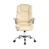 Artiss Executive Office Chair Leather Tilt Beige - Side View