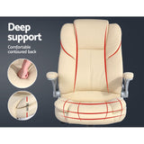 Artiss Executive Office Chair Leather Tilt Beige - Top-Down View