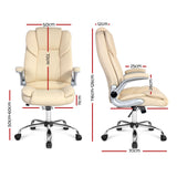 Artiss Executive Office Chair Leather Tilt Beige - Close-Up Angle