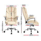 Artiss Executive Office Chair Leather Tilt Beige