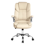 Artiss Kea executive office chair, beige PU leather, retractable armrests