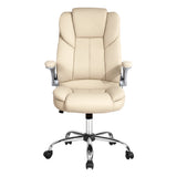 Artiss Executive Office Chair Leather Tilt Beige - Side View