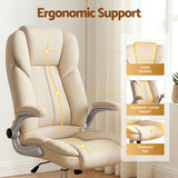 Artiss Executive Office Chair Leather Tilt Beige - Rear View