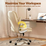 Artiss Executive Office Chair Leather Tilt Beige - Close-Up Angle