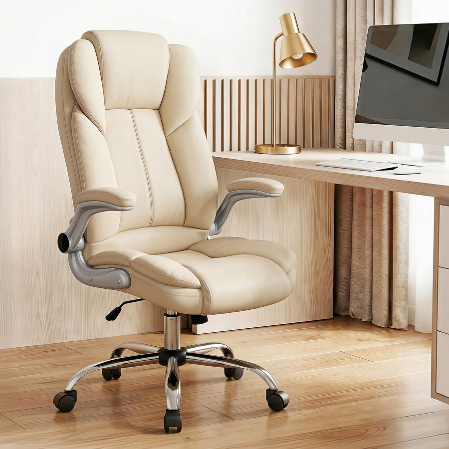 Artiss Kea executive office chair, beige PU leather, image 10