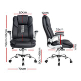 Artiss Executive Office Chair Leather Tilt Black - Front View