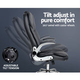 Artiss Executive Office Chair Leather Tilt Black - Top-Down View