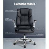 Artiss Executive Office Chair Leather Tilt Black - 45-Degree Angle