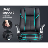 Artiss Executive Office Chair Leather Tilt Black - Rear View