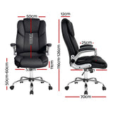 Artiss Executive Office Chair Leather Tilt Black - Front View