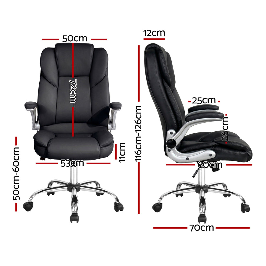 Artiss Executive Office Chair Leather Tilt Black, image 2