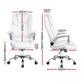 Artiss Executive Office Chair Leather Tilt White