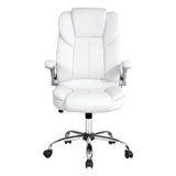 Artiss Executive Office Chair Leather Tilt White - Side View