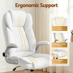 Artiss Kea white PU leather executive office chair with high back and chrome base, image 6