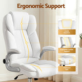 Artiss Executive Office Chair Leather Tilt White - Rear View