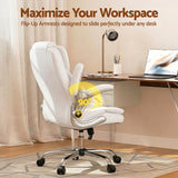 Artiss Executive Office Chair Leather Tilt White - Close-Up Angle