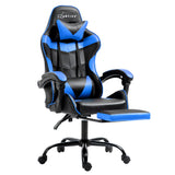Artiss Gaming Office Chair Recliner Footrest Blue - Close-Up Angle