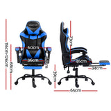 Artiss Gaming Office Chair Recliner Footrest Blue - Front View