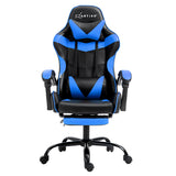 Artiss Gaming Office Chair Recliner Footrest Blue - Side View