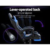 Artiss Gaming Office Chair Recliner Footrest Blue - 45-Degree Angle