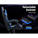 Artiss Gaming Office Chair Recliner Footrest Blue - Rear View