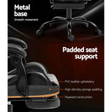 Artiss Gaming Office Chair Executive Computer Leather Chairs Footrest Grey - Rear View