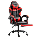 Artiss Gaming Office Chair Recliner Footrest Red - Close-Up Angle