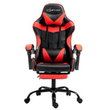 Artiss Gaming Office Chair Recliner Footrest Red - Side View