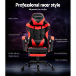 Artiss Gaming Office Chair Recliner Footrest Red, image 4