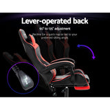 Artiss Gaming Office Chair Recliner Footrest Red - 45-Degree Angle