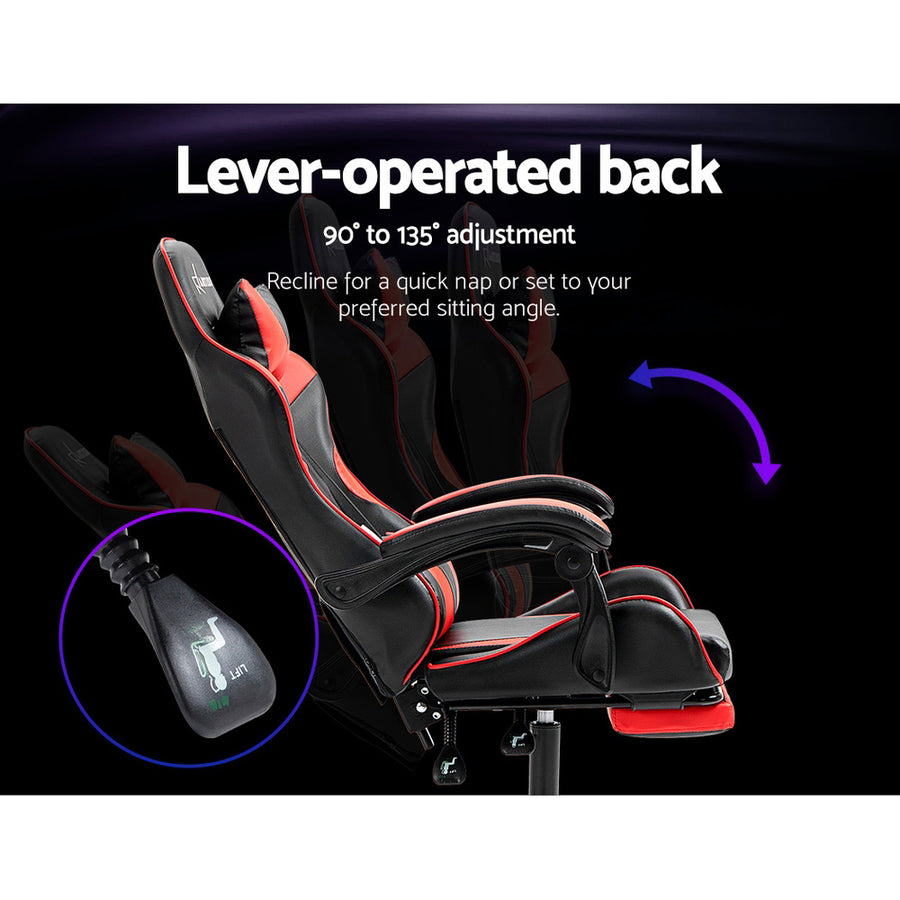Artiss Gaming Office Chair Recliner Footrest Red, image 5