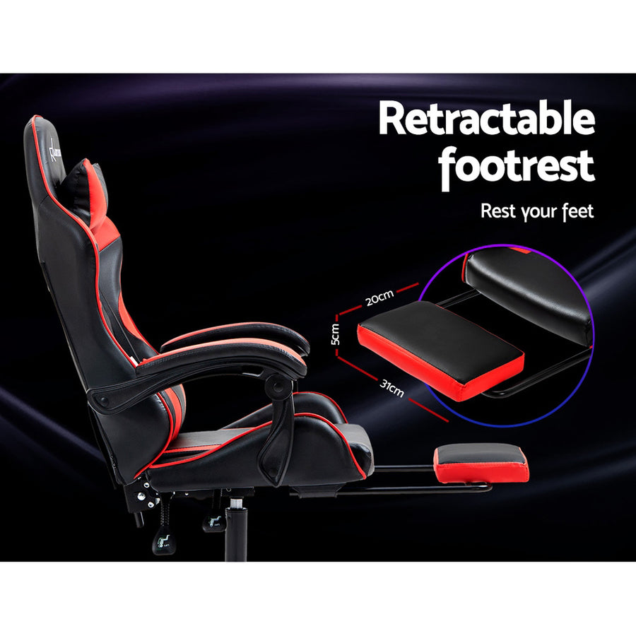 Artiss Gaming Office Chair Recliner Footrest Red, image 6