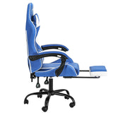Artiss Gaming Office Chair Executive Computer Leather Chairs Footrest Blue White - Top-Down View