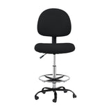 Artiss Office Chair Drafting Stool Fabric Chairs Black - Side View