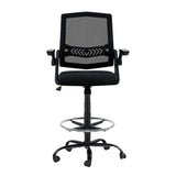 Artiss Office Chair Drafting Stool Mesh Chairs Black - Side View
