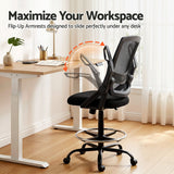 Artiss Office Chair Drafting Stool Mesh Chairs Black - Close-Up Angle