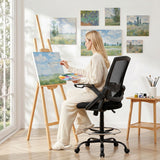 Artiss Office Chair Drafting Stool Mesh Chairs Black - Extra Image