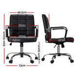 Artiss Office Chair PU Leather Mid Back Black - Front View