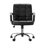 Artiss Office Chair PU Leather Mid Back Black - Side View