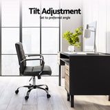 Artiss Office Chair PU Leather Mid Back Black - Top-Down View