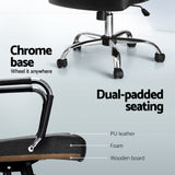 Artiss Office Chair PU Leather Mid Back Black - Rear View