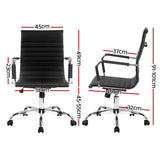 Artiss Office Chair Conference Chairs PU Leather Mid Back Black - Front View