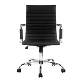 Artiss Office Chair Conference Chairs PU Leather Mid Back Black - Side View