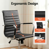 Artiss Office Chair Conference Chairs PU Leather Mid Back Black - 45-Degree Angle
