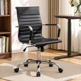 Artiss Office Chair Conference Chairs PU Leather Mid Back Black - Extra Image