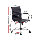 Artiss Office Chair Conference Chairs PU Leather Mid Back Black - Front View