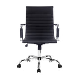 Artiss Office Chair Conference Chairs PU Leather Mid Back Black - Side View